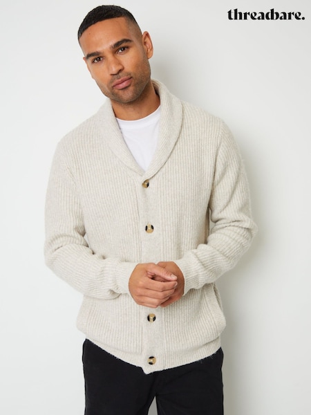 Cream - Regular Threadbare Shawl Cardigan
