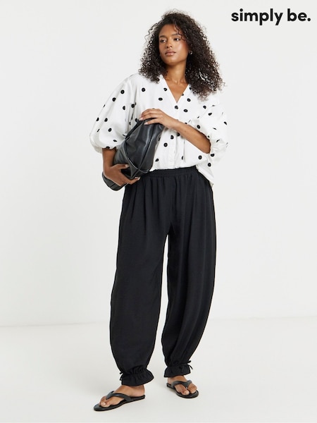 Black - Simply Be Tie Cuff Detail Balloon Trousers