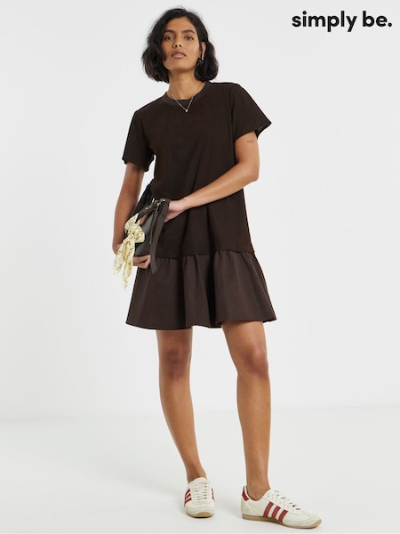 Շագանակագույն - Simply Be Cord Hybrid T-shirt Dress
