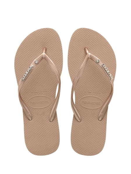 Havaianas Slim Metal Logo & Crystal Flip Flops (M26872) | €45