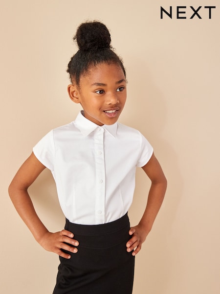 White Touch Fastening Cotton Rich Stretch Short Sleeve School Shirt (3-17yrs) (M27444) | $18 - $34