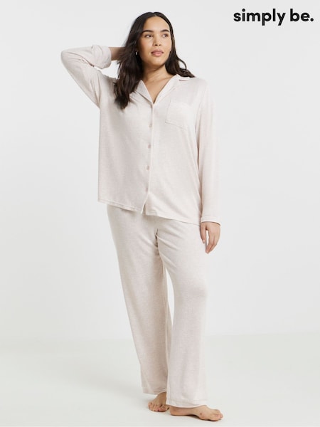 Naturalny - Simply Be Brushed Rib Pyjamas Set