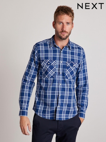 Indigo Blue Check Denim Long Sleeve Shirt (M27568) | €21.50