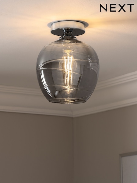 Smoke Grey Drizzle Flush Ceiling Light (M31241) | €53