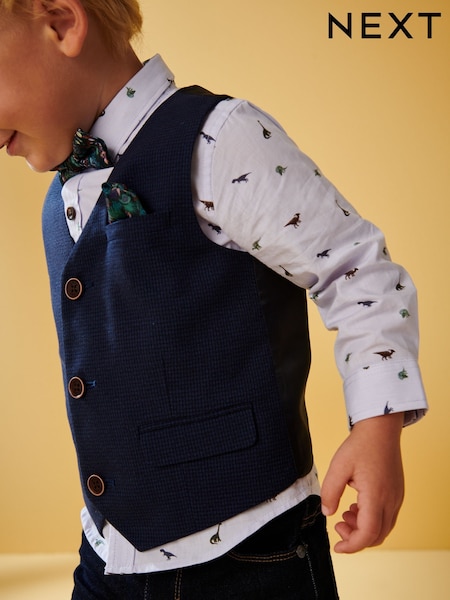 Navy Blue Waistcoat Set With Shirt & Bow Tie (3mths-7yrs) (M32378) | €30 - €33