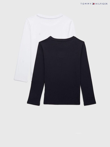 Tommy Hilfiger Black/White Original Long Sleeve 100% Cotton T-Shirts 2 Pack (M32538) | €18