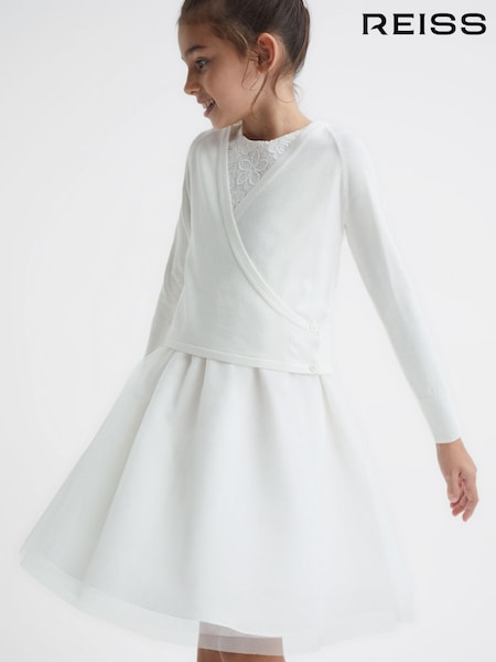 Reiss Ivory Matilda Junior V-Neck Wrap Cardigan (M32662) | AED202