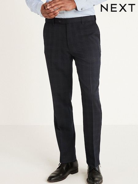Navy Blue Check Formal Trousers (M32903) | €12