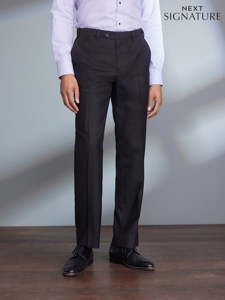 Black Regular Fit Signature 100% Wool Trousers With Motion Flex Waistband (M32922) | €91