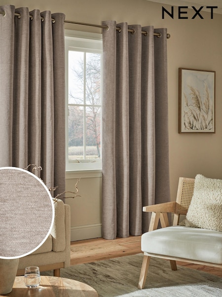 Natural Soft Touch Chenille Lined Eyelet Curtains (M33026) | €82 - €202