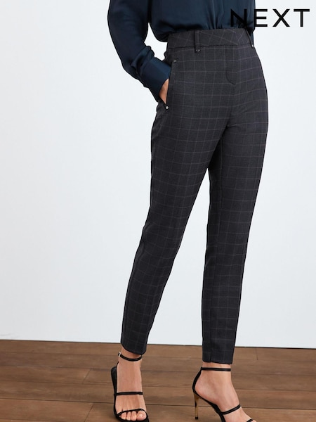 Grey Check Tailored Elasticated Back Skinny Trousers (M33154) | €14