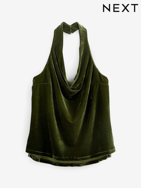 Зеленый - Velvet Halter Neck Top (M33339) | €10