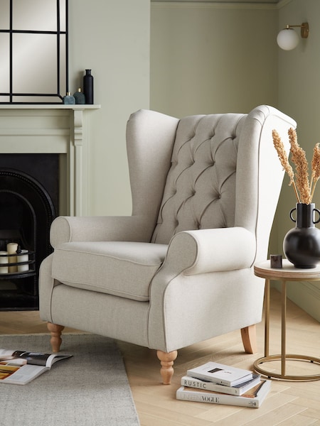 Tweedy Blend Oyster Natural Grande Sherlock Button Armchair (M33901) | €925