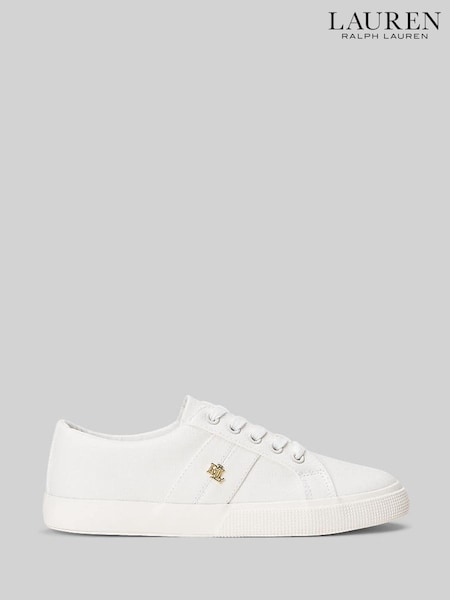 Lauren Ralph Lauren Optic White Janson Canvas Logo Trainers (M35474) | €113