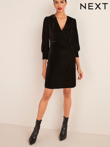 Черный - Next Velvet Long Sleeve Mini Dress (M36178) | €32