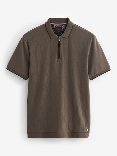 Neutral Brown Textured Polo Shirt (M37042) | €6