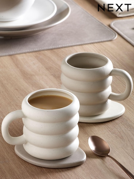 Set of 2 Natural Speckle Mugs (M37219) | 41 QAR