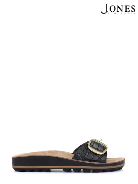 Jones Bootmaker Black South Beach Ladies Buckle Mule Sandals (M37780) | €91