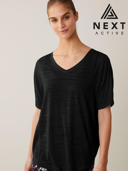 Black Next Active Sports Short Sleeve V-Neck Top (M38947) | €10