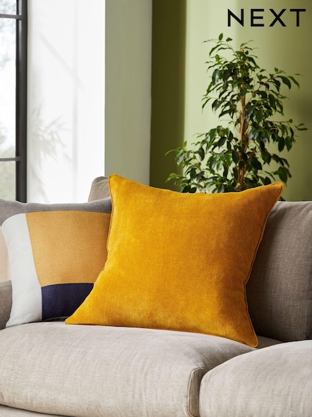 Ochre Yellow 59 x 59cm Soft Velour Cushion (M41423) | €23