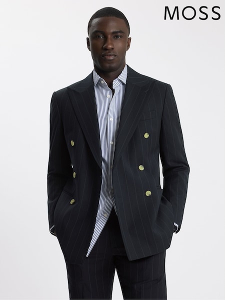 כחול כהה - Regular Moss Tailored Fit Stripe Suit Jacket