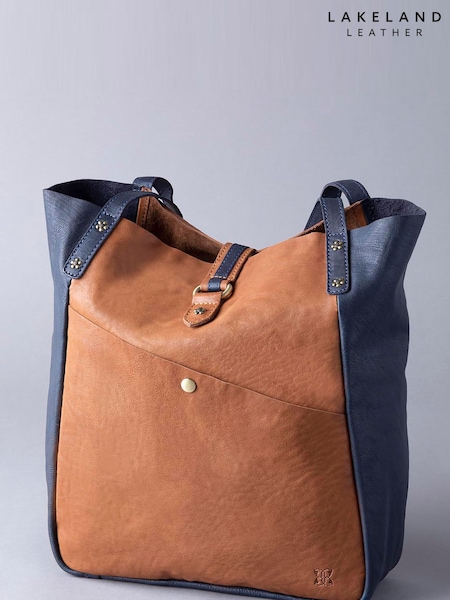 כחול כהה/קוניאק - Lakeland Leather Hartsop Leather Tote Bag (M44178) | ‏402‏₪