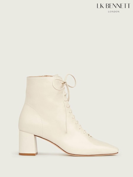 أبيض - LK Bennett Open Lace-Up Arabella Boots (M44424) | ‏1,162 د.إ.‏