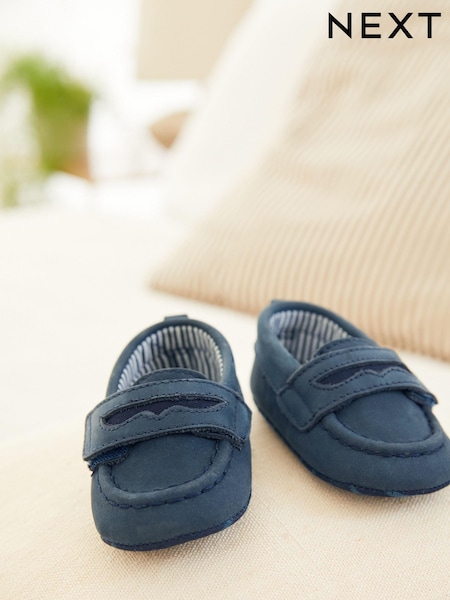 Navy Blue Baby Moccasin Shoes (0-24mths) (M45404) | €17