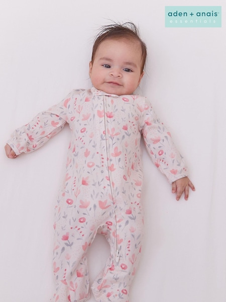 aden + anais Pink Comfort Knit Perennial Footie Bodysuit (M47869) | € 34