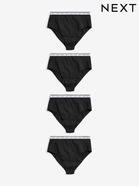 Black High Rise High Leg Logo Knickers 4 Pack (M48311) | $28
