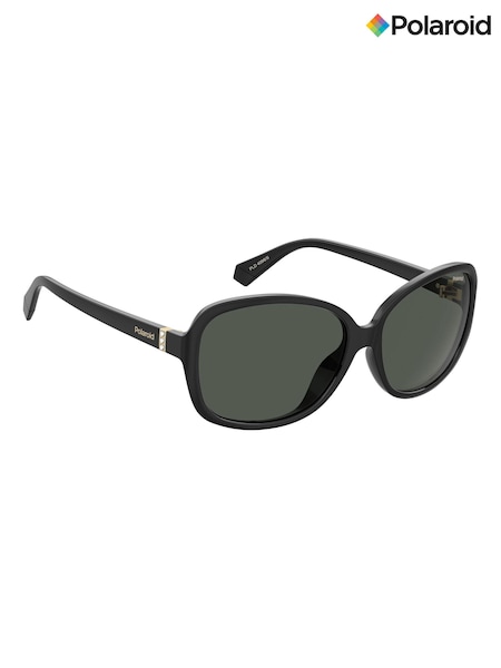 Polaroid Black Oversized Polarised Lens Sunglasses (M49206) | 335 LEI
