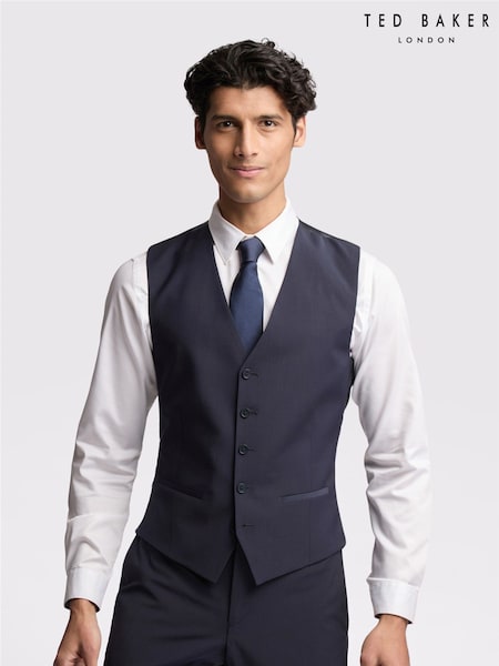 Ted Baker Navy Blue Premium Panama Skinny Fit Suit Waistcoat (M49333) | €64