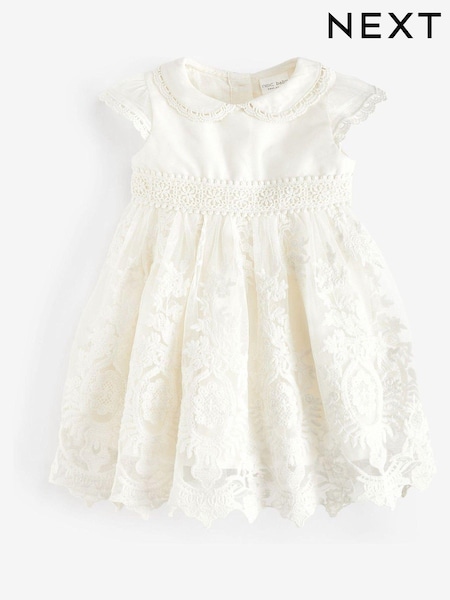 White Short Length Baby Christening Dress (0mths-2yrs) (M49442) | € 9 - € 10