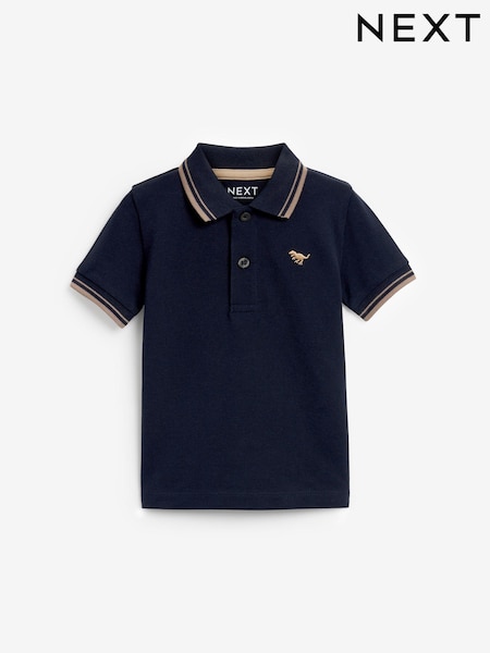 أزرق داكن بحافة - 100% Cotton Short Sleeve Polo Shirt (3mths-7yrs) (M49998) | ‏25 د.إ.‏ - ‏ 36‏ د.إ.