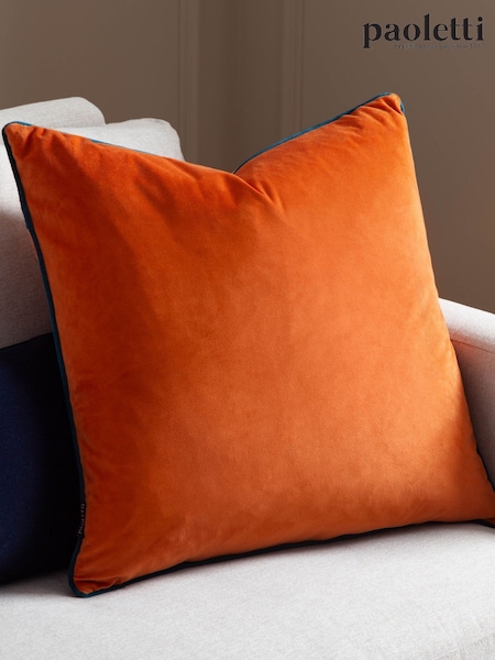 Riva Paoletti Tiger Orange/Teal Blue 55 x 55cm Meridian Velvet Cushion (M50532) | 89 QAR