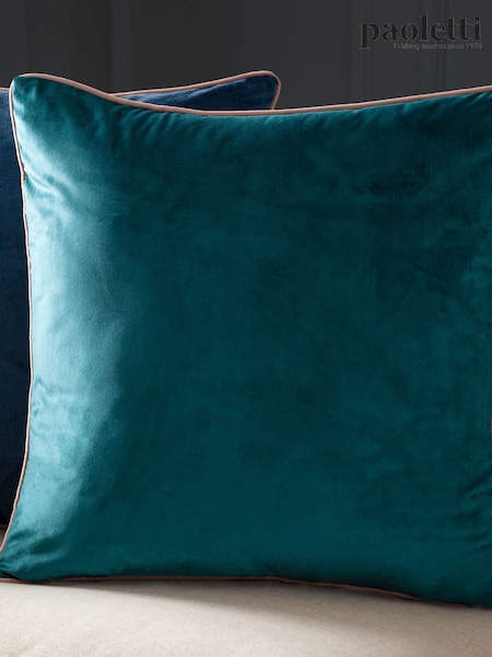 Riva Paoletti Teal Blue/Blush Pink 55 x 55cm Meridian Velvet Cushion (M50537) | €26