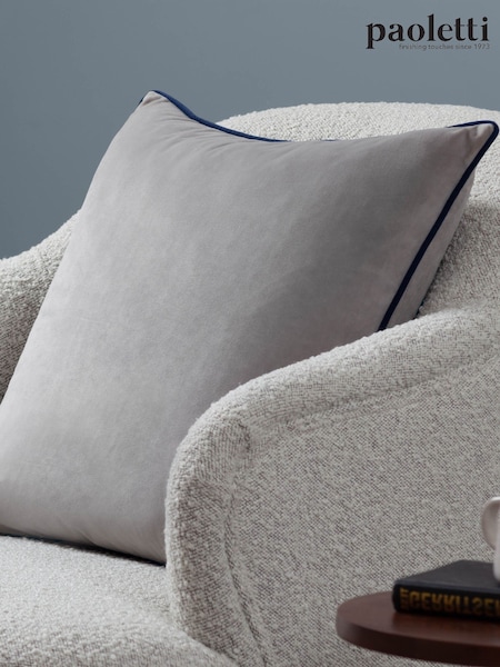 Riva Paoletti Silver/Navy Blue 55 x 55cm Meridian Velvet Cushion (M50538) | €26
