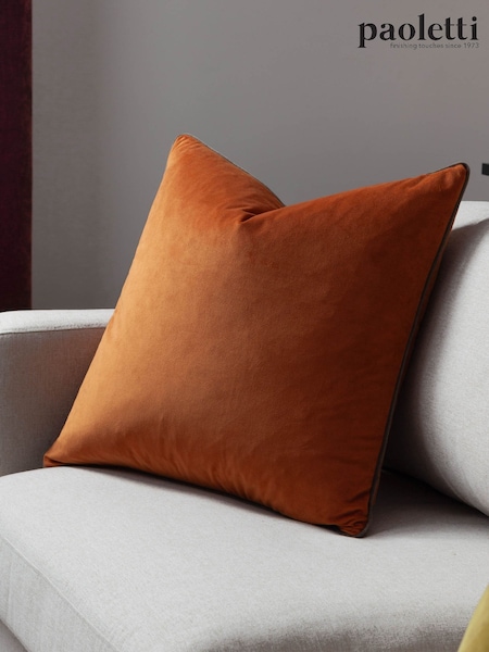 Riva Paoletti Pumpkin/Mocha 55 x 55cm Meridian Velvet Cushion (M50540) | €24.50