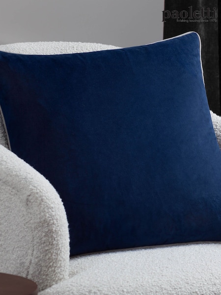 Riva Paoletti Navy/Silver 55 x 55cm Meridian Velvet Cushion (M50541) | €26