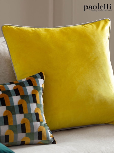 Riva Paoletti Cylon Yellow/Silver Grey 55 x 55cm Meridian Velvet Cushion (M50556) | €24
