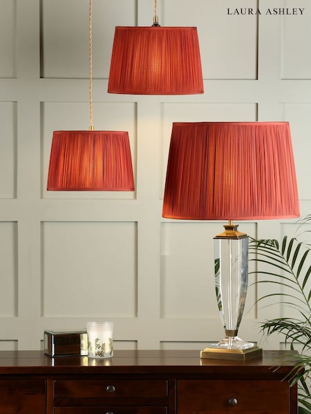 Laura Ashley Crimson Red Hemsley Pleated Silk Empire Easyfit Lamp Shade (M50666) | €26 - €39