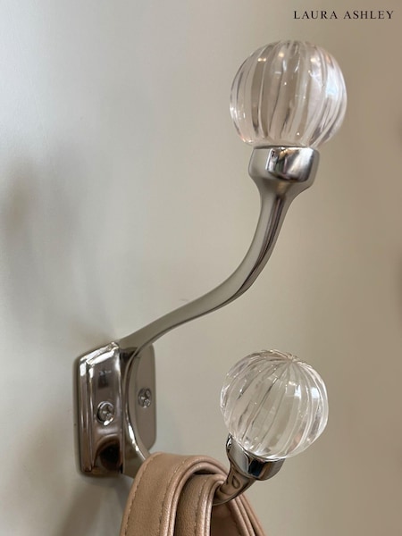 Laura Ashley Chrome Vivien Glass Double Hook (M51071) | €22
