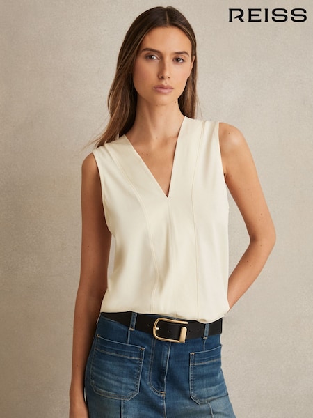 שנהב - Reiss Mira V-Neck Shell Top (M51098) | ‏496‏₪