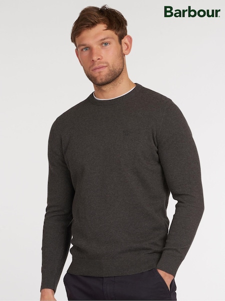 Barbour® Charcoal Mens 100% Cotton Pima Crew Neck Jumper (M51561) | €120