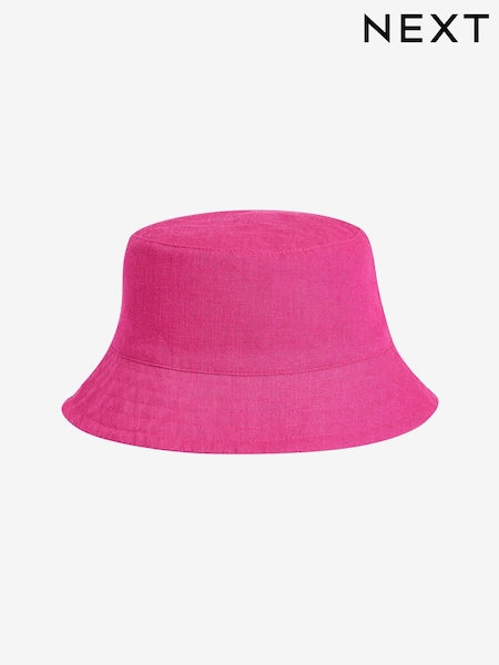 Bright Pink Linen Rich Bucket Hat (3mths-16yrs) (M51931) | 15 QAR - 23 QAR