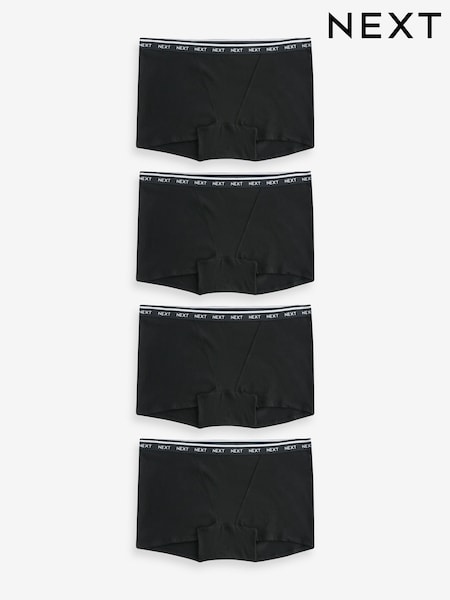 Black Boyshort Cotton Rich Logo Knickers 4 Pack (M51958) | $29