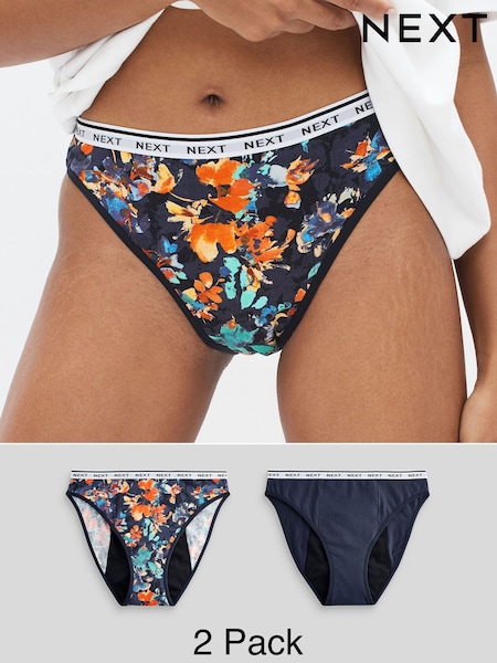 Navy Kukallinen Printti; kuvio/Plain Navy - Heavy Flow Period Knickers 2 -paketti (M51961) | €31