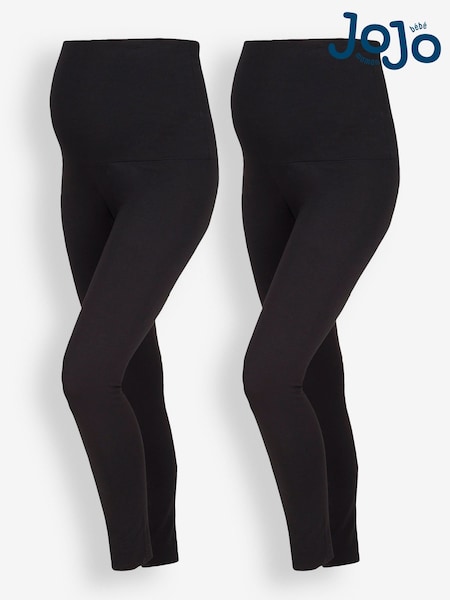 JoJo Maman Bébé Black Cotton Rich Maternity Leggings 2-Pack (M51963) | €57