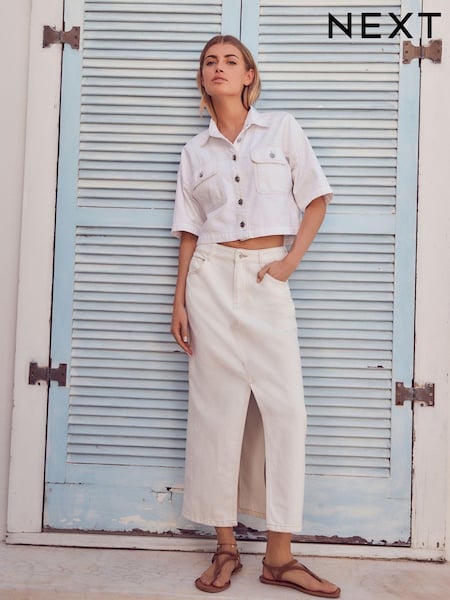 White Denim Maxi Skirt (M51966) | AED34
