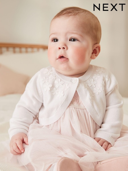 White Knitted Baby Shrug Cardigan (0mths-2yrs) (M52499) | € 7 - € 8
